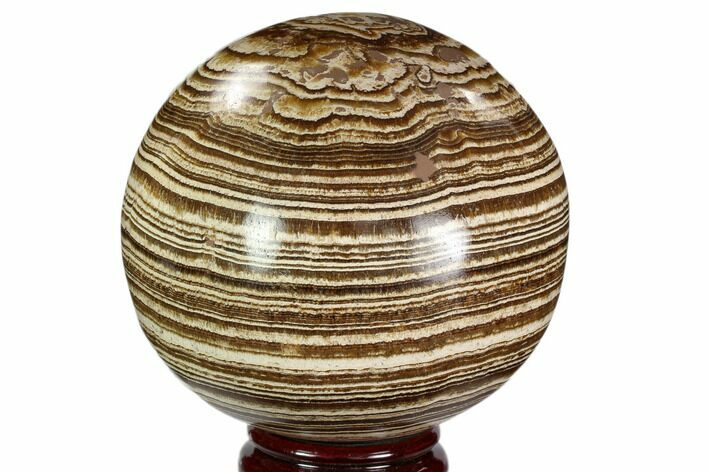 Polished, Banded Aragonite Sphere - Morocco #105619
